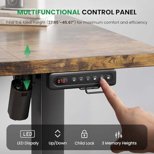 Brown 47x24 in Electric Standing Desk, 0.8 Inch Thick Tabletop