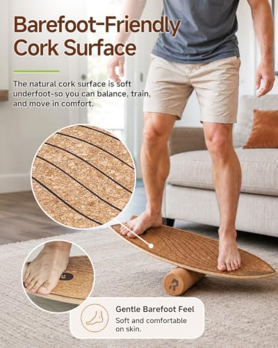 Rocalt Balance Board with Roller and Stand, Indoor Surf Trainer