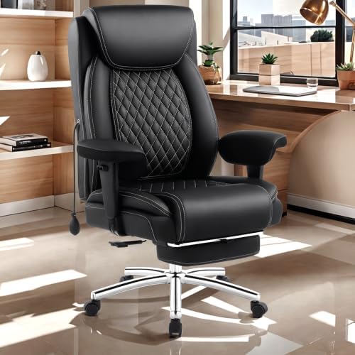 600LBS Big and Tall Office Chair,Reclining Heavy Duty Executive Desk Chair