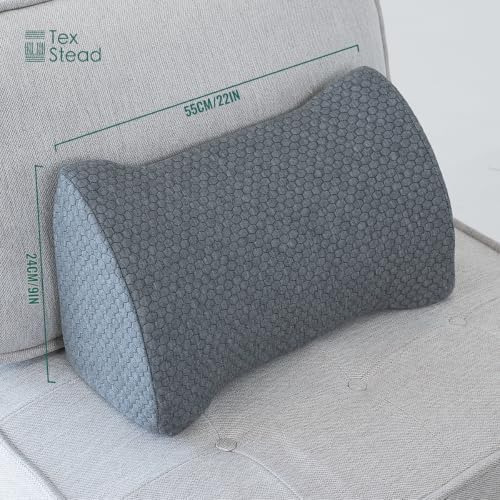 Lumbar Support Pillow Memory Foam Breathable Support for Office Chair, Car Seat, Sofa, Bed - Relieves Back, Spine, Neck Pain for Ergonomic Comfort Light Gray 22 * 11 * 7.5in
