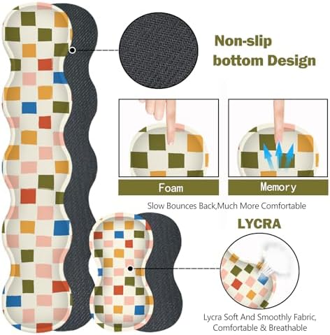 ARTSO Large Mouse Pad with Keyboard Wrist Pad and Mouse Wrist Pad Set, Ergonomic Computer Desk Wrist Support Mousepad for Keyboard and Mouse-Vintage Color Plaid