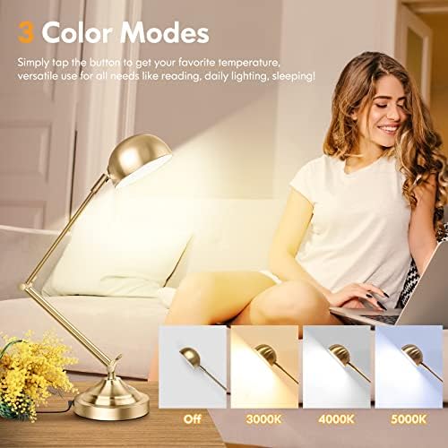 TOBUSA Architect Gold Desk Lamp, Adjustable Touch Control Vintage Desk Lamp