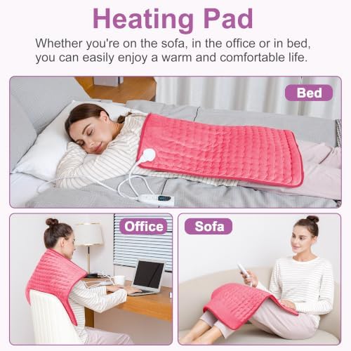 Heating Pad,Electric Heating Pads,Heating Pad for Back,Fuchsia,24x20 Inch