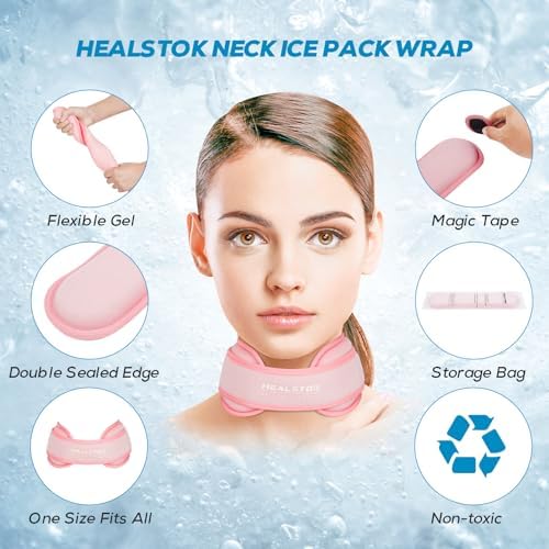 Neck Ice Pack Wrap, Reusable Cold/Hot Gel for Neck Pain, Pink