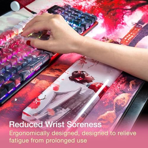 GUNMJO Acrylic Keyboard Wrist Rest, Cherry Blossom, for TKL Computer Keyboard and Mechanical Keyboard, Comfortable, Ergonomic for Easy Typing, 14x3 inches/18mm Thick
