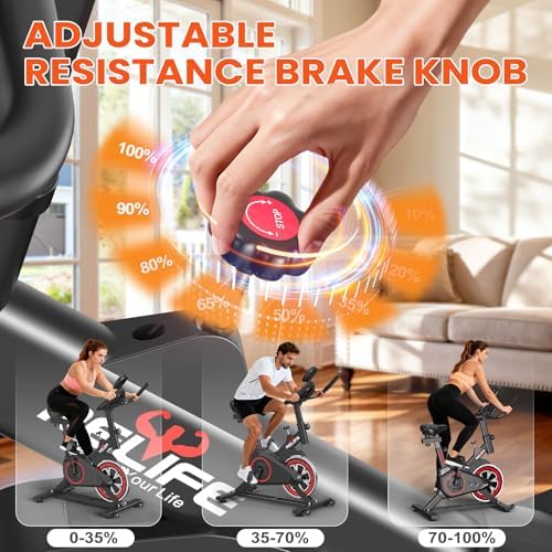 RELIFE REBUILD YOUR LIFE Exercise Bike, Friction Stationary Bike for Home