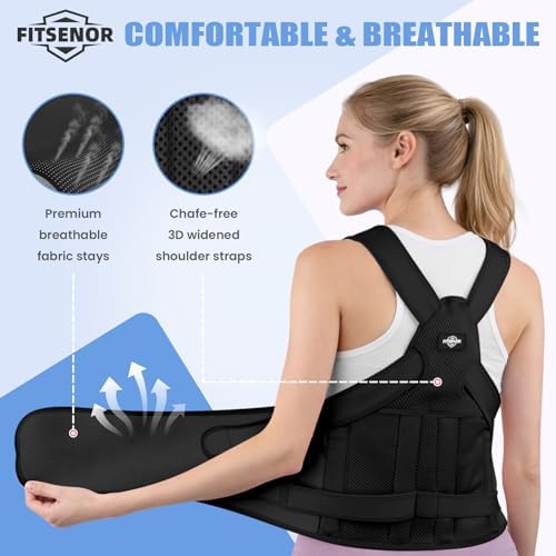 Black Posture Corrector for Men, Back Brace for Women (Size M)
