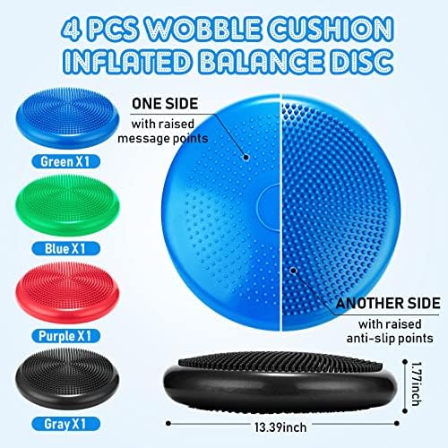 Jerify 4 Pcs Wiggle Seat Flexible Inflated Wobble Cushion