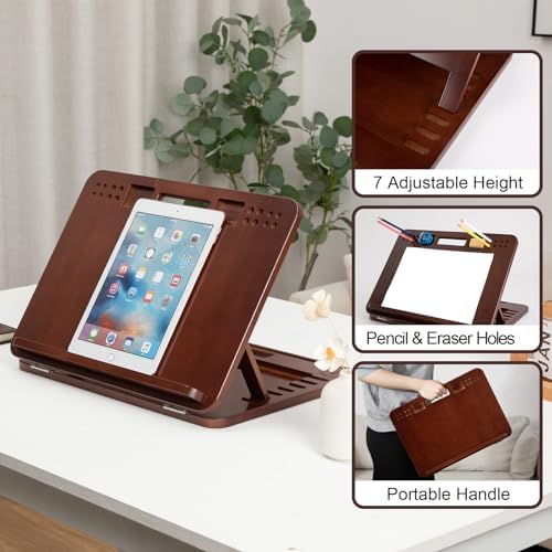 StrongTek Bamboo Tabletop Easel, 6-Angle Drawing Board for Desk and Lap