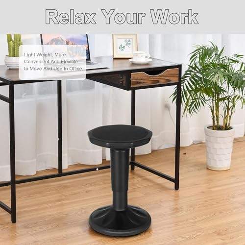 GLACER Wobble Stool, Height Adjustable 16.5-24" Flexible Seating (Black)