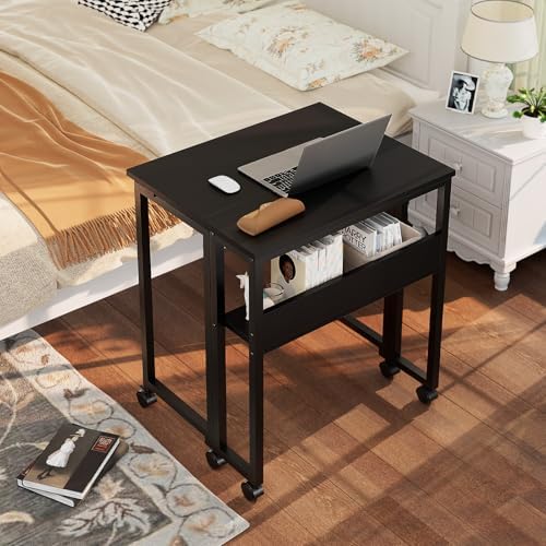 GreenForest Folding Desk with Wheels, 24.8" Rolling Table for Small Spaces