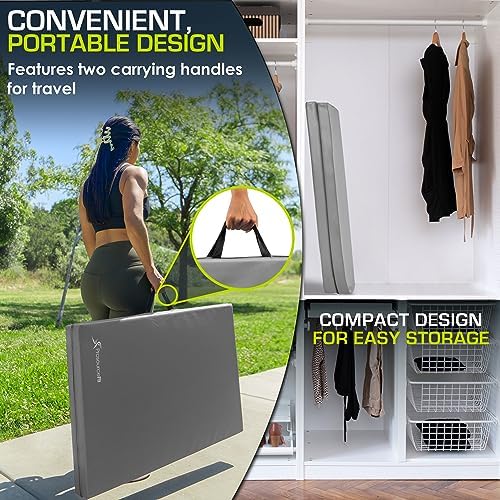 ProsourceFit Bi-Fold Folding Thick Exercise Mat 6’x2’ with Carrying Handles for MMA, Gymnastics Core Workouts