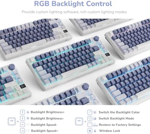 RK ROYAL KLUDGE M75 Mechanical Keyboard with OLED Smart Display and Volume Knob, 2.4G/USB-C/BT Gasket Mounted 75% Layout Wireless Gaming Keyboard with 81 Keys, RGB Backlit Hot-Swappable Red Switch