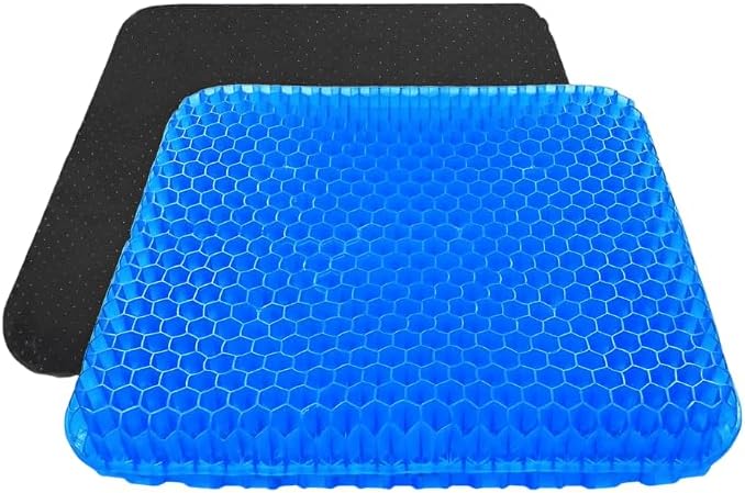 holie 100% Gel Seat Cushion - Extra Thick - Honeycomb Gel seat Cushion (Blue(42 * 36 * 4.5cm),X1Pc)