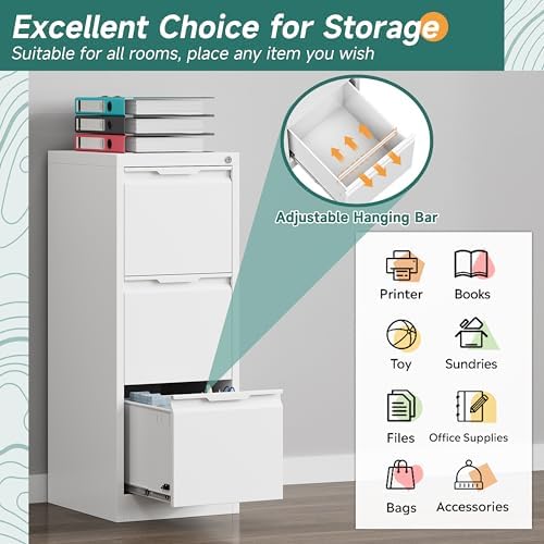 3 Drawer Metal Vertical File Cabinet with Lock for Home Office
