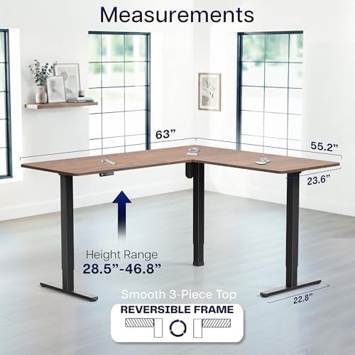 VIVO Dark Walnut 63 x 55 in Corner Standing Desk, DESK-E3CTD