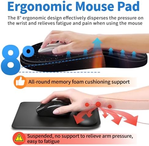 YIWEI Ergonomic Mouse Pad with Wrist Rest for Carpal Tunnel Pain Relief