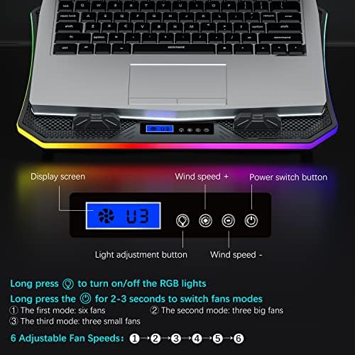 TopMate C12 Laptop Cooling Pad RGB Gaming Notebook Cooler for Desk/Lap Use