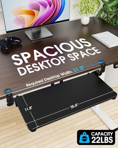 Large Keyboard Tray Under Desk, Pull Out Keyboard & Mouse Tray for Typing