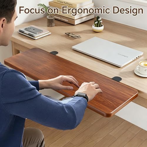 Clamp On Desk Extender for Keyboard, 24 in Under Desk Keyboard Tray