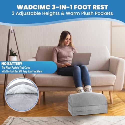 Foot Rest for Under Desk at Work, Warmer Feet Pocket Footrest,Foot Stool with Washable Cover,Comfortable Footrest with 3 Adjustable Heights, for Office Gaming Chair, for Leg Support, XL(18IN)