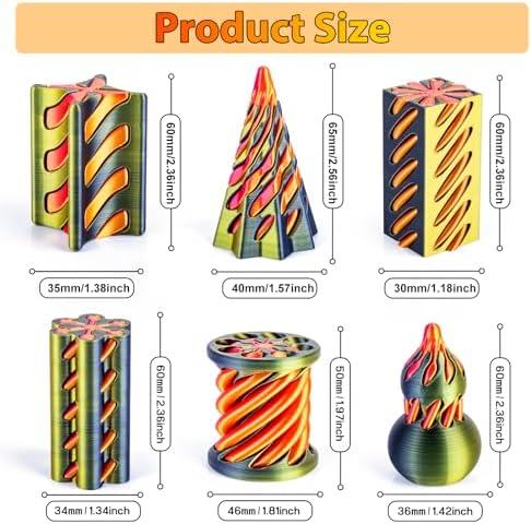 6 Pack Impossible Cone Fidget Toy, 3D Printed Spiral Pyramid Passthrough Gadget, Sensory Stress Relief Desk Toys for Kids & Adults, Optical Illusion Gift for ADHD/Anxiety