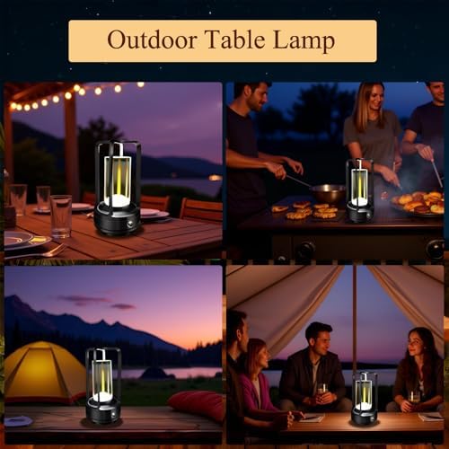 Cordless Table lamp, 4000mAh Battery Rechargeable Lamp (Black-2)