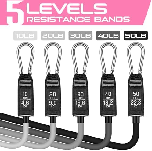 Resistance Bands with Handles, 5 Level Exercise Bands, 150LBS Workout Bands