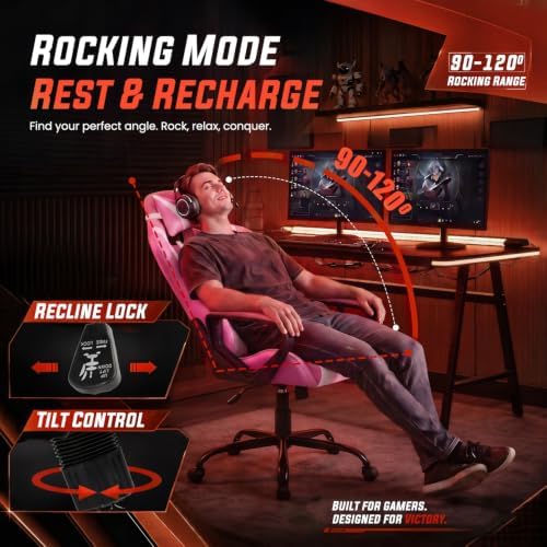 PayLessHere | Gaming Chair | Pink | with Adjustable Lumbar Support