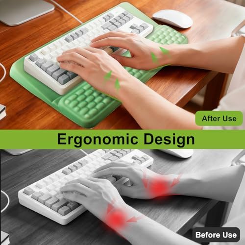 Wrist Rest with Keyboard Stand, Ergonomic Keyboard Riser Holder with Memory Foam Wrist Support Pad, Desk Cushion Easy Typing for Home Office Laptop Computer Gaming, Olive Green Gradient