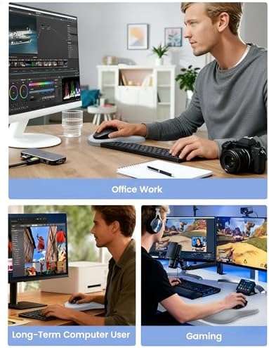 Meatanty Mouse Pad with Wrist Rest, Ergonomic Mouse Wrist Support, Desk Mouse Mat Computer Accessories, Soft Memory Foam Palm Hand Pain Relief, Non-Slip Laptop Cushion, Office Home Gaming School-Gray