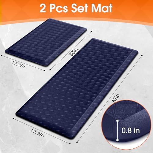 TranquilRelax 4/5 Inch Cushioned Anti Fatigue Kitchen Mats for Floor, Blue