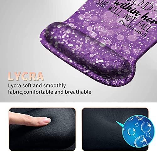 Ergonomic Mouse Pad with Wrist Support Gel Mouse Pad with Wrist Rest, Comfortable Computer Mouse Pad, Pain Relief Mousepad with Non-Slip Rubber Base for Office & Home + Cup Coaster, Purple Psalm 46-5