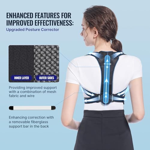 Fit Geno Posture Corrector, Back Support Brace with Lumbar for Men Women