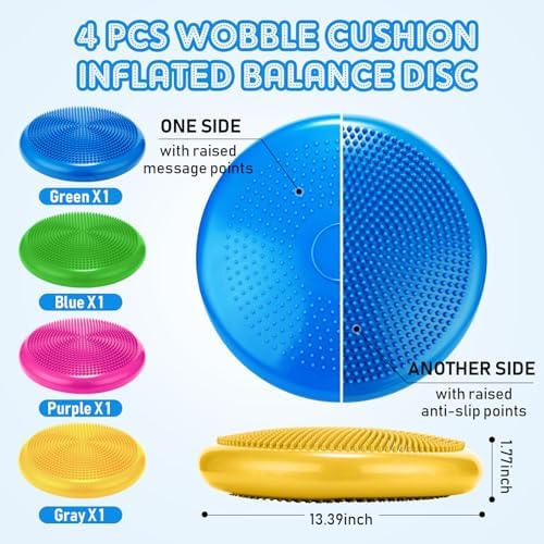 Jerify 4 Pcs Wiggle Seat Flexible Inflated Wobble Cushion