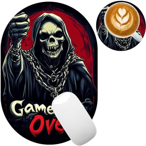 Small Mouse pad, Portable, Waterproof Non-Slip Rubber Bottom, Suitable for Wireless Mouse, Laptop Keyboard Tray for Both Men and Women, Office Travel 7.1x10.6in，Cool Skull