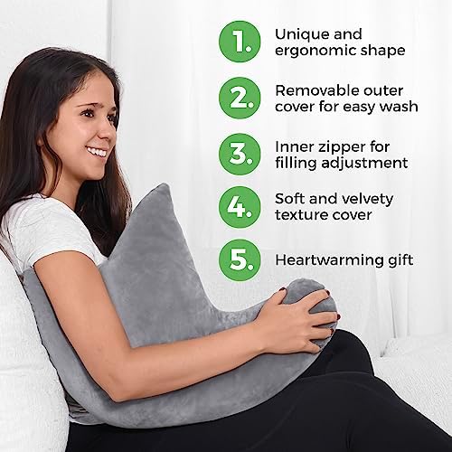 Rotator Cuff Pillow Side-Sleeper Shoulder Arm Support, Washable Cover, Gray