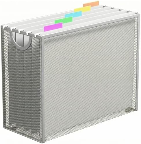 Letter-Size Hanging File Organizer (Silver, with 5 Grey Folders)