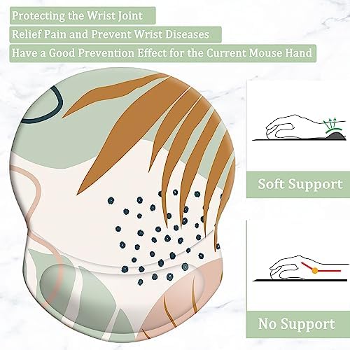 Ergonomic Wrist Support Mouse Pad - Comfortable Computer Mouse Pad with Non-Slip PU Base for Home Office Working Gaming (Summer Style Plants 2)