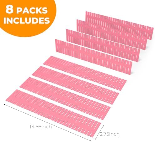 Adjustable Drawer Dividers, Cut to Fit Plastic Organizer Strips, 8-Pack