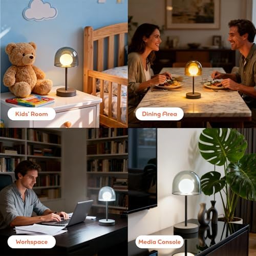 LED Modern Lamp, Small Mushroom Lamp Cordless, Unique Decor Light