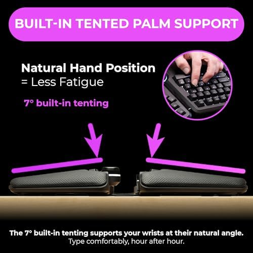 Cloud Nine ErgoTKL Ergonomic Tenkeyless Mechanical Keyboard for PC – Kailh Red – TKL RGB Backlit Ergo Split Key Board