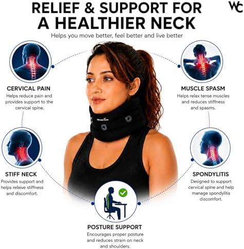 Wonder Care Neck Brace for Sleeping Cervical Collar Adjustable Neck Support Brace Relief Cervical Spine Pressure Ideal for Travel, Office Workers & Neck Injury Recovery, X-Large