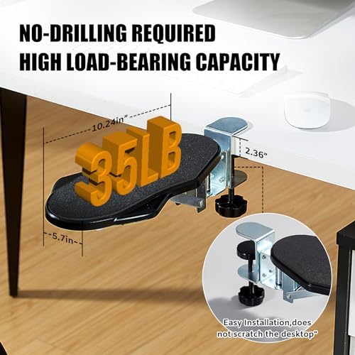 Computer Arm Rest for Desk, 180° Swivel and 90° Foldable, Black