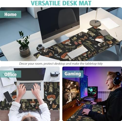 Mouse Pad Set Large Desk, Desk Matt for Desktop with Wrist Rest,Anti-Slip XXL Big Computer Ergonomic Mousepad with Wrist Support for Keyboard and Mouse(Plant)