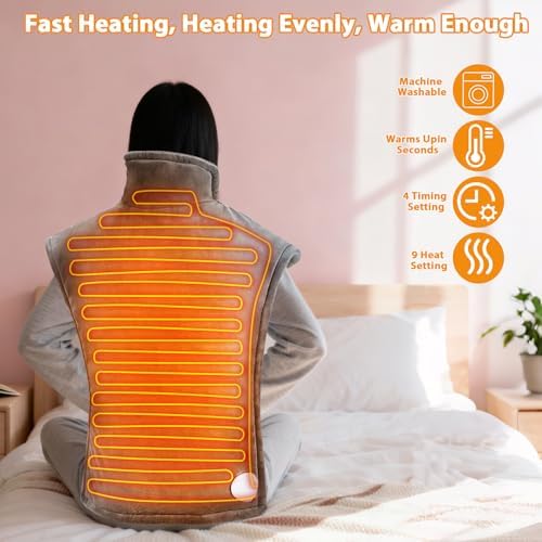 Wearable Heating Pad for Neck, Shoulders & Back Pain Relief, Large 24 x37in