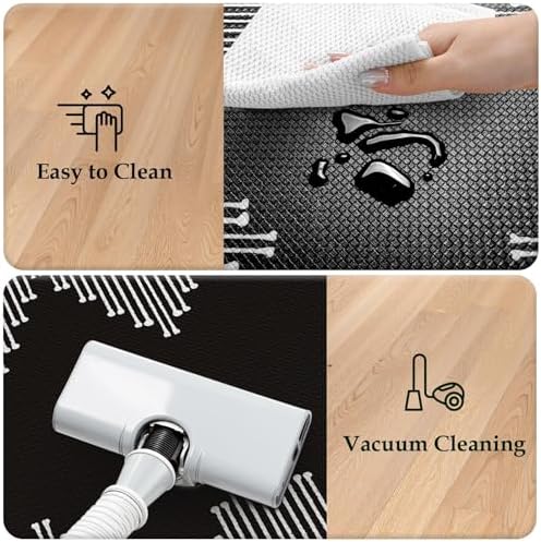 KIMODE Anti Fatigue Kitchen Mats for Floor, Black Diamond Kitchen Rugs Sets of 2, Kitchen Floor Mats Cushioned Non Slip, Memory Foam Standing Mats for Laundry Office Sink Desk 20"x47"+20"x32"