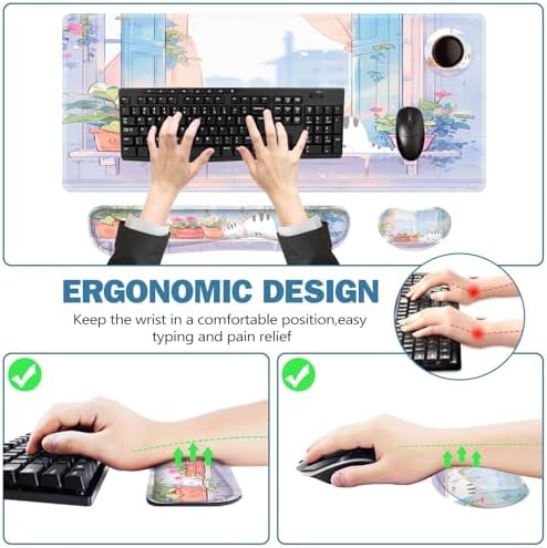 ToLuLu Extended Gaming Mouse Pad, Ergonomic Keyboard Mouse Wrist Rest Set