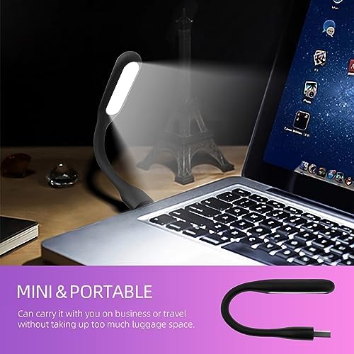 USB LED Light Lamp for Power Bank (10 PCS) Portable Eye Care Mini Night Light with Flexible Arm, USB Gooseneck Reading Lamps Book Light,Compatible for Desktop, Notebook Laptop (10-Black)