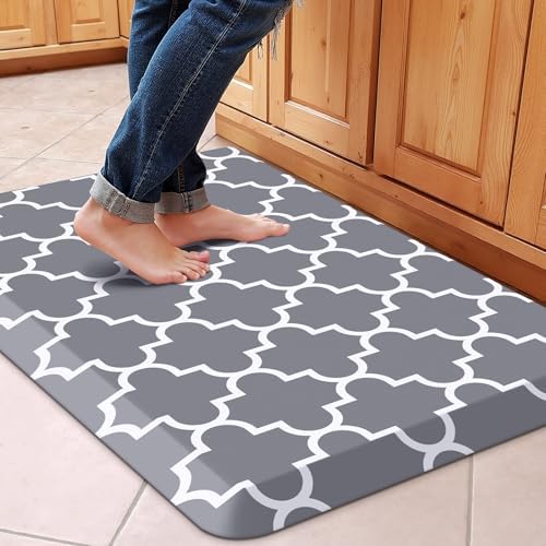 WISELIFE Anti Fatigue Mats for Kitchen Floor, 20" x 32", 4/5 Inch, Grey